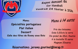 Repas du SOR Handball : 24 Février 2017.. A vos agendas